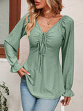 Women's Fashion A Line Drawstring Blouse - Green - Shirt - XXXL - Polyester - image 20