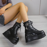 Women's Punk Chunky Platform Creepers - Black - Platform Ankle Boots - 43 B - PU Leather - image 15