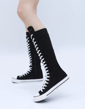 Women's High Top Lace Up Canvas Boots - Black - 1 - Tall Canvas Sneaker - 43 B - Canvas - image 8