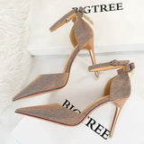 Women's Glitter Bow Knot Strappy Heels - Gold - Prom Shoes - 43 B - PU Leather - image 32