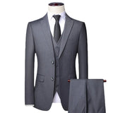 Men's High Quality 3 Pcs Formal Dress Suit - Grey - 1 / 3 Pcs Suit - M (EUR XXS) - Polyester - image 1