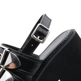 Women's Chunky Gladiator Sandals - Black - Platform Sandals - 43 B - PU Leather - image 13