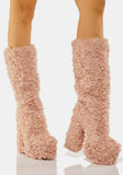 Women's Knee-High Fuzzy Platform Boots - Beige - Fuzzy Boots - 42 B - Faux Fur/PU Leather - image 3