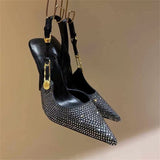 Women's Metallic Beaded High Slingbacks - Black - 1 6129 / Slingbacks - 42 B - PU Leather - image 15