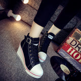 Women's High Top Platform Wedge Sneaker - White - Platform Sneakers - 43 B - Canvas - image 8