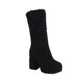 Women's Fuzzy Faux Wool Platform Boots - Orange - Short Plush Boots - 42 B - Imitation Wool - image 12