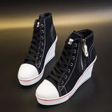 Women's High Platform Zipper Sneakers - Navy - Platform Sneakers - 43 B - Canvas - image 26