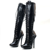 Women's 5 Inch Stiletto Knee High Boots - Black - Stiletto Boots - 15 B - PU Leather - image 2