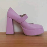 Women's Mary Jane Platform High Heels - Purple - Mary Jane Heels - 10.5 B - PU Leather - image 8