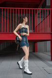 Women's Punk Buckle Strap Wedge Boots - White - Buckle Strap Boots - 43 B - PU Leather - image 7