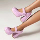 Women's Mary Jane Platform High Heels - Purple - Mary Jane Heels - 10.5 B - PU Leather - image 6