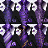 Men's 3 Pcs Purple Silk Wedding Tie Sets - Purple - 3148 - One Size - Silk - image 2