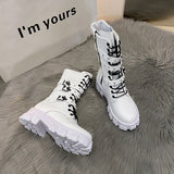 Women's Gothic Platform Combat Boots - Black - Boots - 35 B - PU Leather - image 6