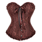 Women's Pretty Overbust Corset Bustier - Brown - 819 / Front Clip / Corset - 7XL - Polyester - image 33