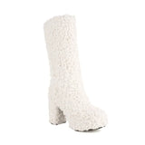 Women's Fuzzy Faux Wool Platform Boots - Orange - Short Plush Boots - 42 B - Imitation Wool - image 11