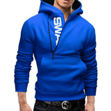 Men's Slim Fit Hooded Zip Jackets - Blue - Hoodie - 5XL - Polyester - image 3