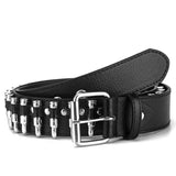Unisex Hollow Bullet Shape Decoration Belt - Black - PU Leather - image 2
