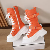 Women's Canvas Chunky Platform Boots - Light Pink - Canvas Boots - 40 B - Canvas - image 22