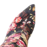 Women's Floral Stretch Cloth Long Boots - Pink - Floral - 45 B - Plush Stretch Material - image 15