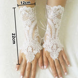 Women's Gothic Fingerless Lace Gloves - Black - 3 / C1 - One Size - Rayon - image 3
