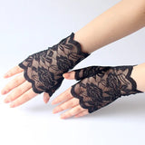 Women's Gothic Lace Fingerless Gloves - Crimson - D1 - One Size - Rayon - image 2
