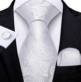 Men's 3 Pcs White Silk Wedding Tie Sets - White - 0393 - One Size - Silk - image 10
