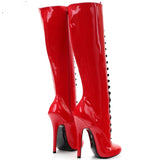 Women's Retro Burlesque Stiletto Boots - Red - High Boots - 46 B - PU Leather - image 7