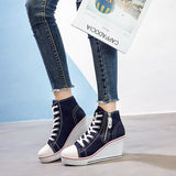 Women's High Platform Zipper Sneakers - Navy - Platform Sneakers - 43 B - Canvas - image 2