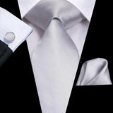 Men's 3 Pcs White Silk Wedding Tie Sets - White - 3137 - One Size - Silk - image 6