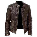 Men's Standing Collar Biker Jackets - Black - Jacket - 5XL - PU Leather - image 7