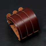 Men's Leather 3 Tier Punk Wrist Band - Brown - 82295 - Medium - Leather - image 10