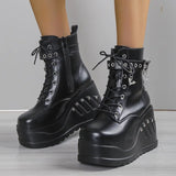 Women's Punk Chunky Platform Creepers - Black - Platform Ankle Boots - 43 B - PU Leather - image 6
