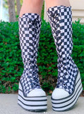 Women's Canvas Platform Wedge Sneakers - Black/White - Skull - Platform Sneakers - 46 B - Canvas - image 36