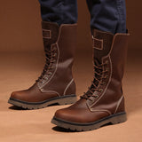 Men's Leather Hiking Boots Hunting Boots - Khaki - 1 / Boots - 45 B - Genuine Leather - image 25