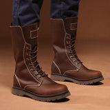 Men's Leather Hiking Boots Hunting Boots - Khaki - 1 / Boots - 45 B - Genuine Leather - image 27