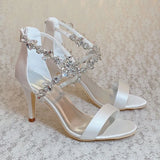 Women's Crystal Satin Wedding Sandals - Red - Dress Shoes - 11 B - PU Leather - image 5