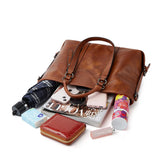 Handbags Women's Vintage Leather Bag - Light Red - Handbag - 29X12X27CM - PU Leather - image 13