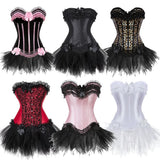 Women's Victorian Lace Corset Dresses - Blue/Black - 6068blue 7008black - 6XL - Polyester - image 1