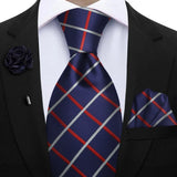 Men's 3 Pcs Tie Hanky Corsage Sets - Blue - 7 - One Size - Polyester - image 46