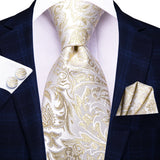 Men's 3 Pcs Champagne Silk Tie Sets - N-3350 - One Size - Silk/Polyester - image 1