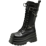 Women's Gothic Punk Retro Biker Boots - Black - 1 / Combat Boots - 10 B - PU Leather - image 36