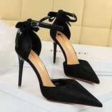 Women's Glitter Bow Knot Strappy Heels - Gold - Prom Shoes - 43 B - PU Leather - image 37
