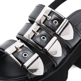 Women's Chunky Gladiator Sandals - Black - Platform Sandals - 43 B - PU Leather - image 10