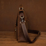 Messenger Bags Men's Leather Laptop Bag - Brown - Men's Bag - Large - Genuine Leather - image 20