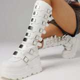 Women's Punk Goth Multi Buckle Boots - Black - Buckle Boots - 43 B - PU Leather - image 17