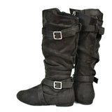 Women's Line Dance Buckle Flat Boots - Green - Boots - 42 B - PU Suede Leather - image 14