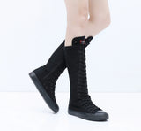 Women's High Top Lace Up Canvas Boots - Black - 1 - Tall Canvas Sneaker - 43 B - Canvas - image 17