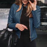 Women's Slim Fit Faux Leather Jackets - Black - Biker Jacket - XXL - PU Leather - image 34