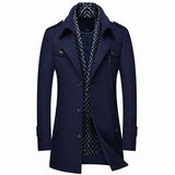 Men's Winter Woolen Long Trench Coat - Khaki - Jacket - 6XL - Polyester - image 1