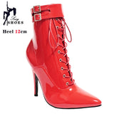 Women's Patent Pointed Toe Ankle Boots - Black - Ankle Boot - 35 B - PU Patent Leather - image 22